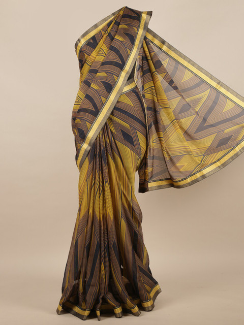 

Pothys Yellow & Brown Zari Saree