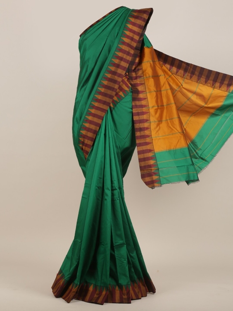 Pothys Green & Orange Art Silk Saree