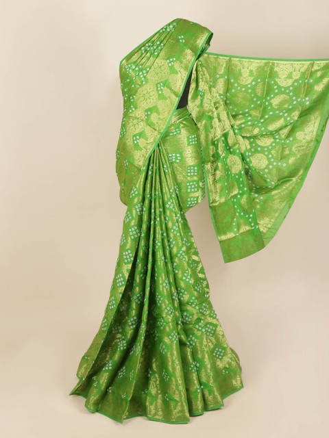

Pothys Green & White Bandhani Zari Art Silk Saree