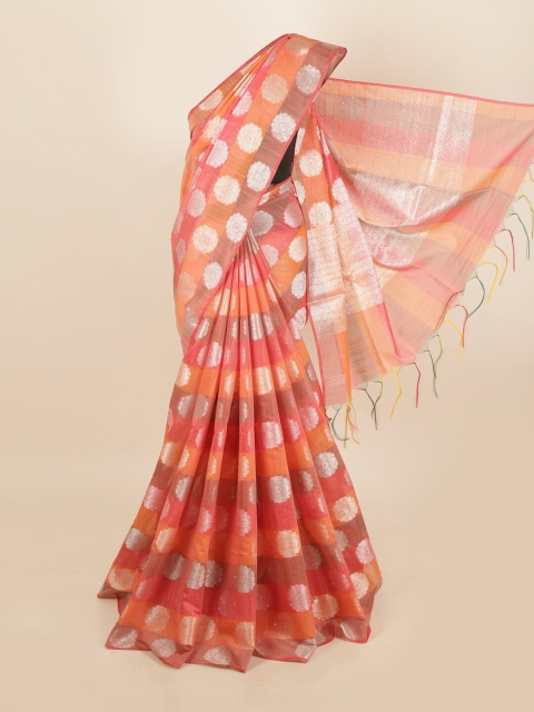 

Pothys Pink & Peach-Coloured Woven Design Zari Saree