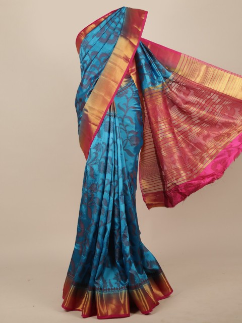 

Pothys Blue & Pink Woven Design Zari Jute Silk Saree