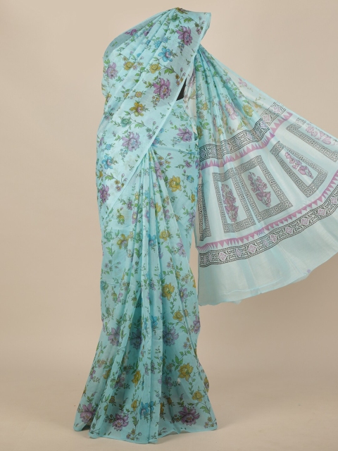 

Pothys Blue & Pink Floral Saree