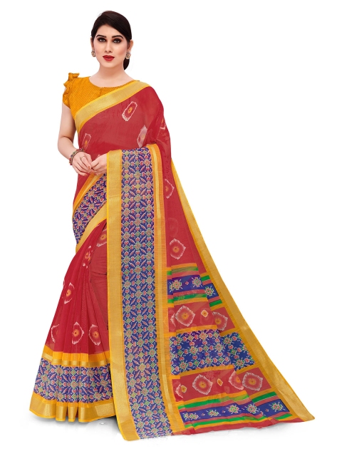 

KALINI Red & Yellow Printed Saree