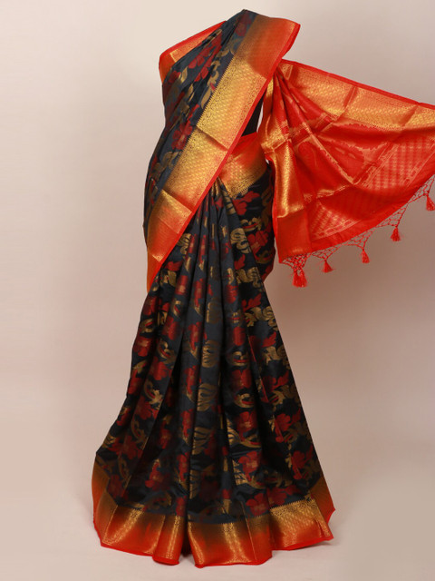 

Pothys Black & Red Woven Design Art Silk Saree