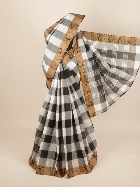 

Pothys White & Black Checked Pure Cotton Saree