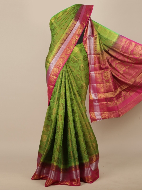 

Pothys Green & Pink Woven Design Jute Silk Saree