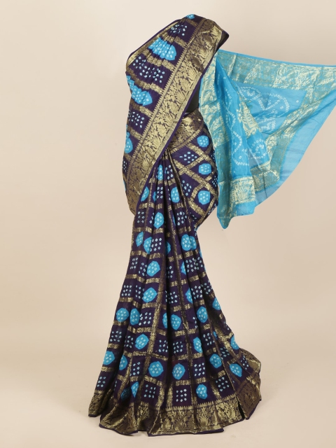 

Pothys Blue & Gold-Toned Woven Design Art Silk Saree