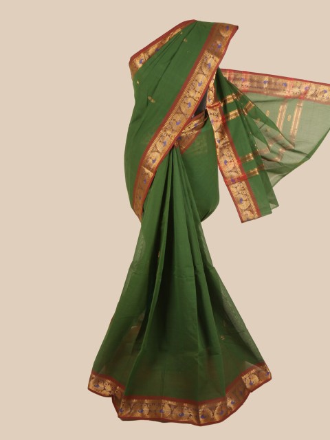 

Pothys Green & Maroon Ethnic Motifs Pure Cotton Saree
