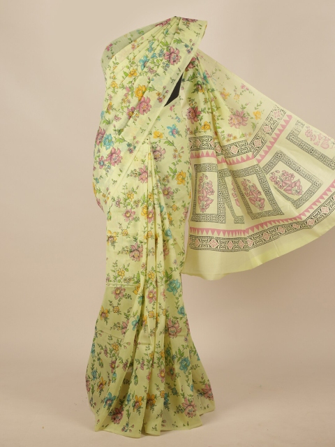 

Pothys Green & Pink Floral Saree