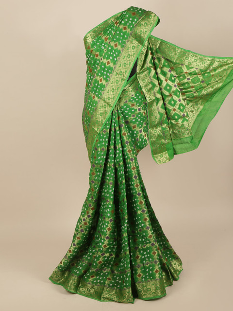 

Pothys Green & Beige Bandhani Zari Art Silk Saree