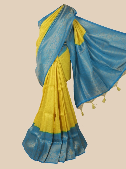 

Pothys Yellow & Blue Woven Design Jute Silk Saree