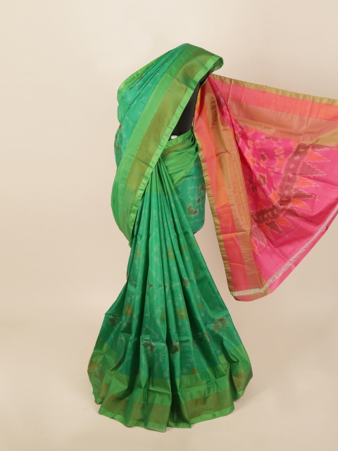 

Pothys Green & Pink Woven Design Zari Pure Silk Pochampally Saree