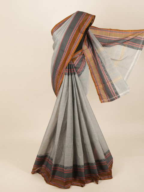 

Pothys Grey & Brown Pure Cotton Saree