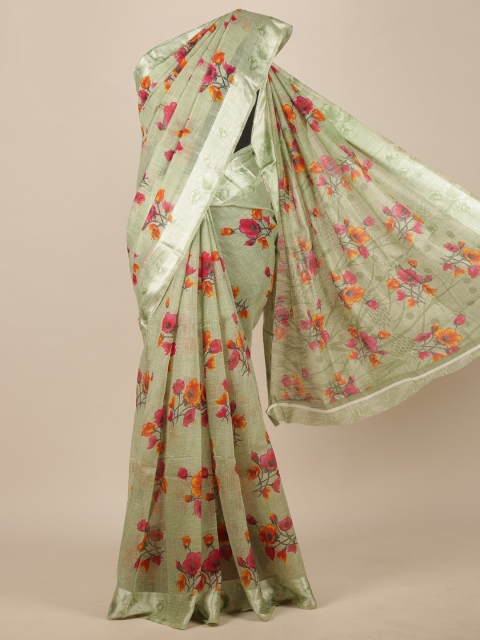 

Pothys Green & Pink Floral Saree