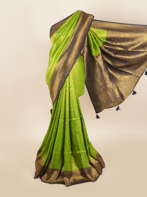 

Pothys Green & Navy Blue Ethnic Motifs Zari Jute Silk Saree