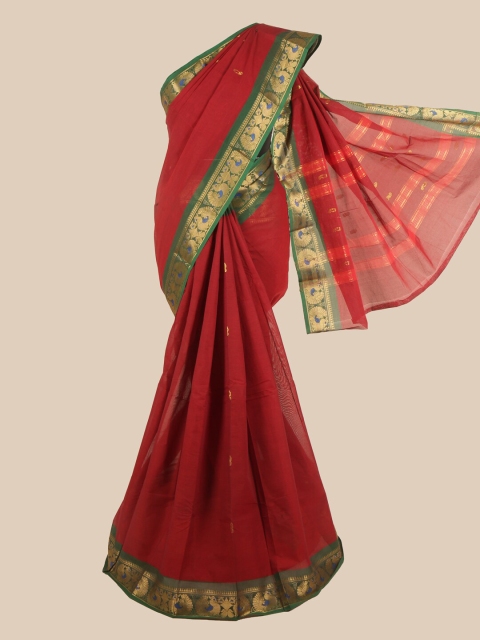 

Pothys Maroon & Green Woven Design Pure Cotton Saree