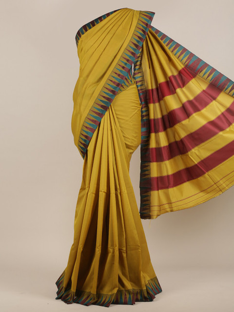 

Pothys Yellow & Brown Art Silk Saree