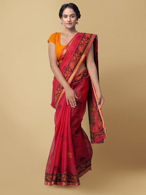 

Unnati Silks Red & Black Woven Design Pure Cotton Kota Saree