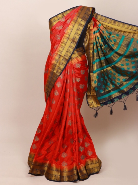 

Pothys Red & Gold-Toned Woven Design Art Silk Saree