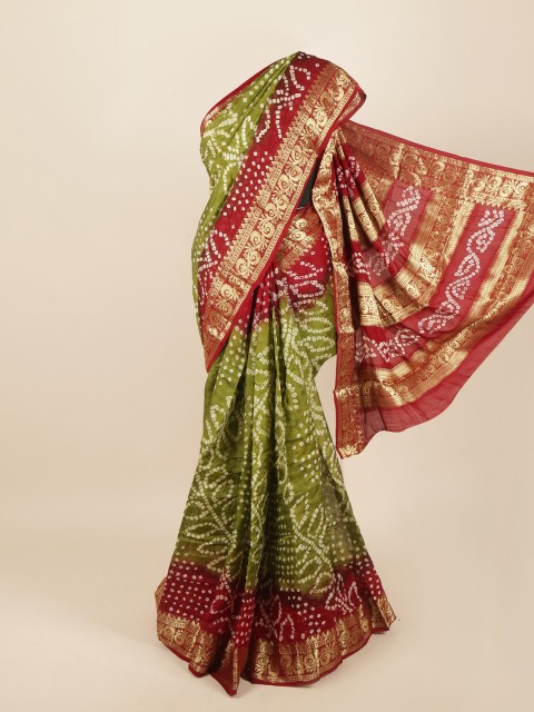 

Pothys Green & Maroon Bandhani Art Silk Saree
