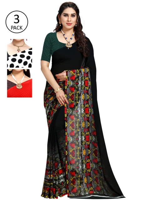 

KALINI Pack of 3 Printed Sarees, Multi