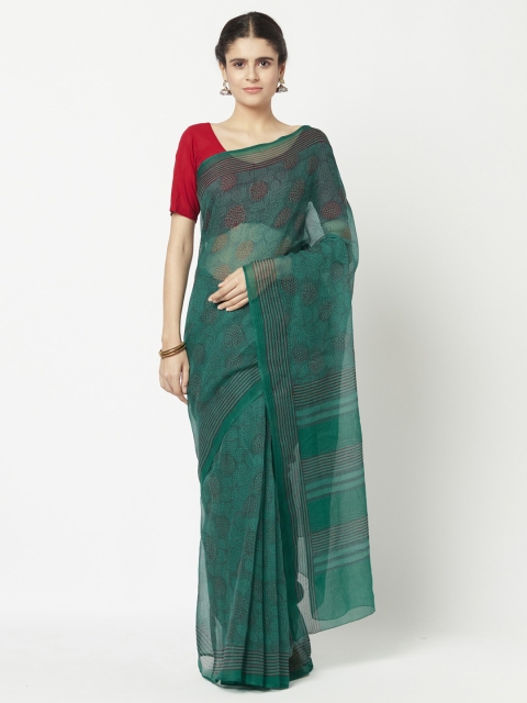 

Fabindia Blue & Maroon Floral Silk Cotton Kota Saree