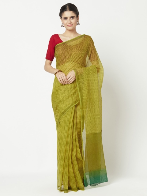 

Fabindia Green & Black Woven Design Silk Cotton Kota Saree