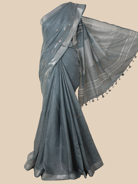 

Pothys Grey Embellished Jute Cotton Saree