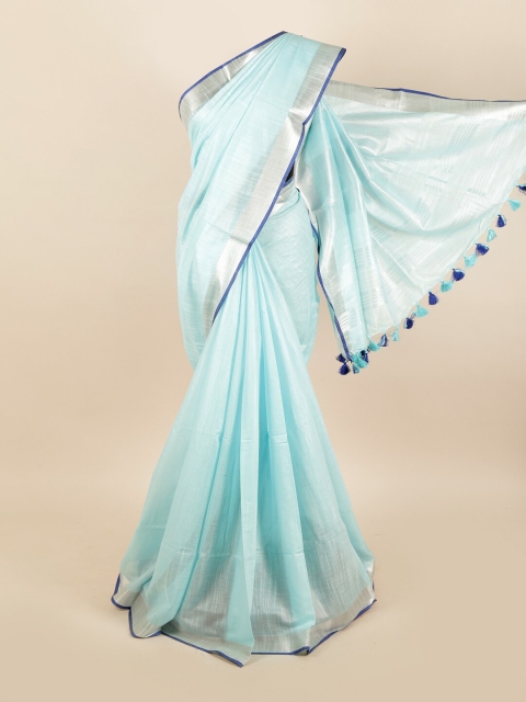 

Pothys Blue Woven Design Linen Blend Saree