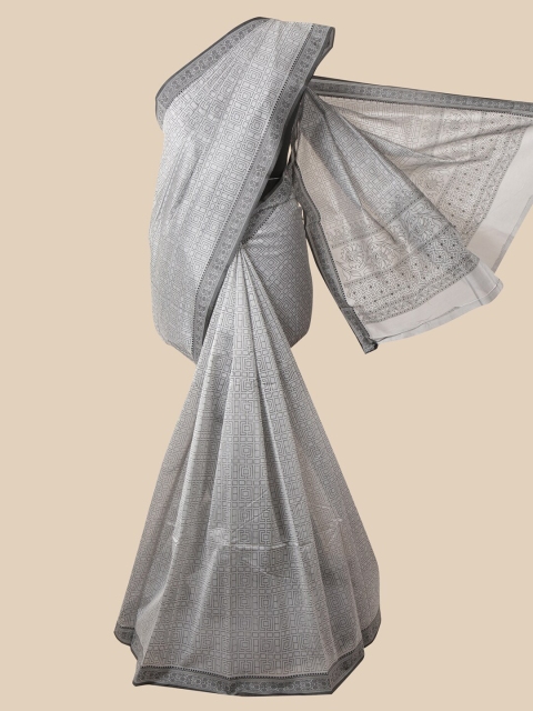 

Pothys Grey & Off White Chanderi Saree