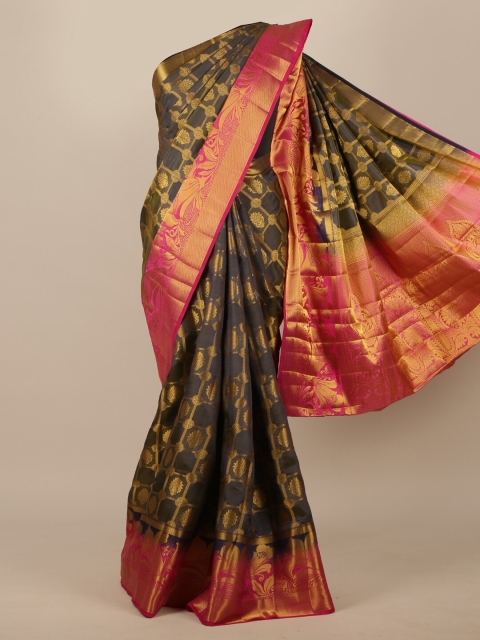 

Pothys Grey & Pink Woven Design Jute Silk Saree