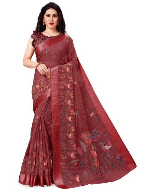 

KALINI Maroon & Green Cotton Saree