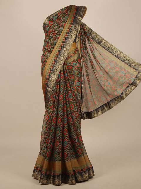 

Pothys Navy Blue & Red Zari Poly Chiffon Saree
