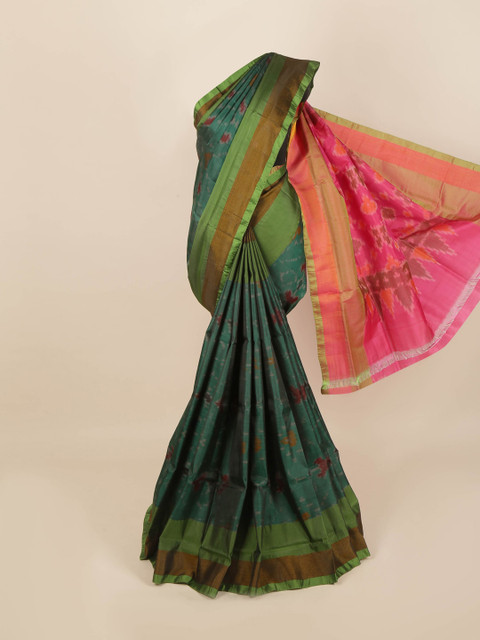 

Pothys Green & Pink Zari Pure Silk Saree