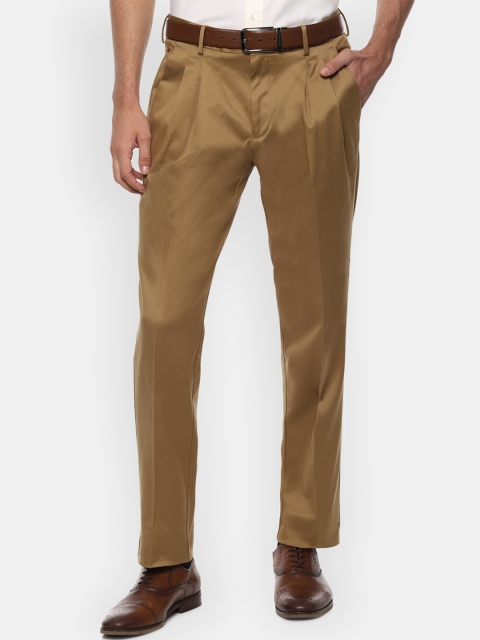 

Louis Philippe Men Khaki Pleated Formal Trousers