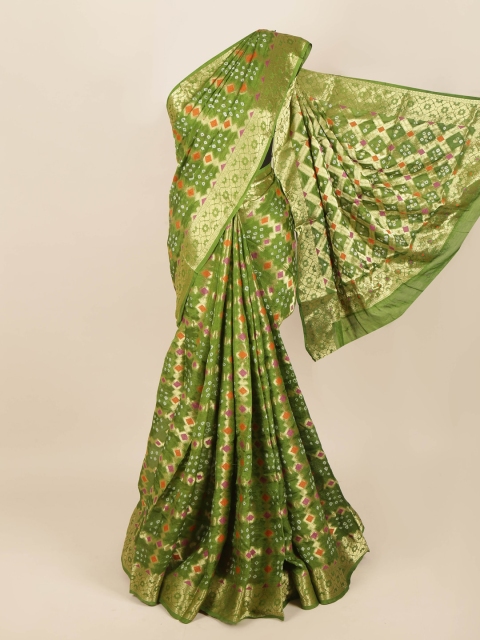 

Pothys Green & Gold-Toned Woven Design Zari Art Silk Saree