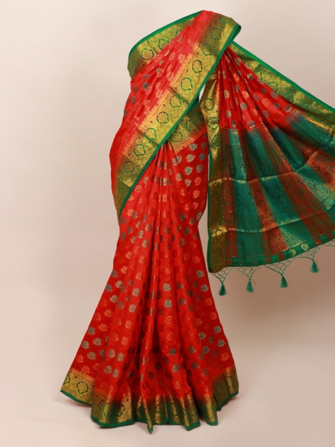 

Pothys Red & Green Woven Design Zari Art Silk Saree