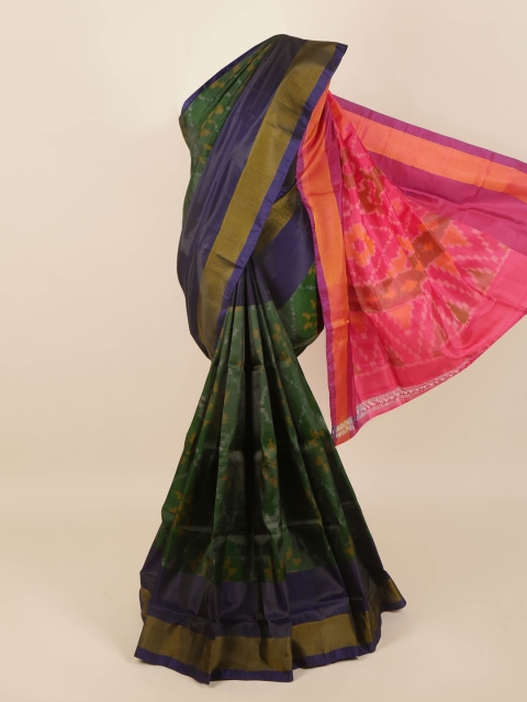 

Pothys Green & Blue Zari Pure Silk Saree