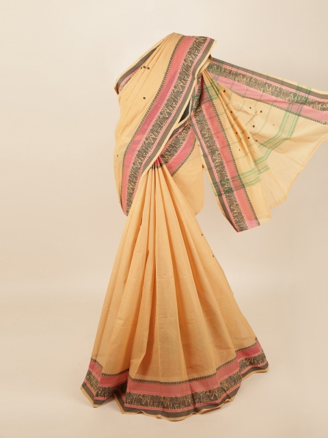 

Pothys Cream-Coloured & Pink Pure Cotton Saree