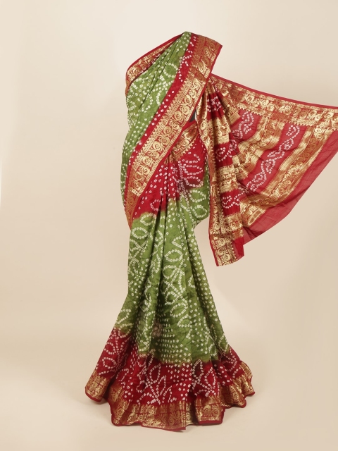 

Pothys Green & Maroon Bandhani Zari Art Silk Saree