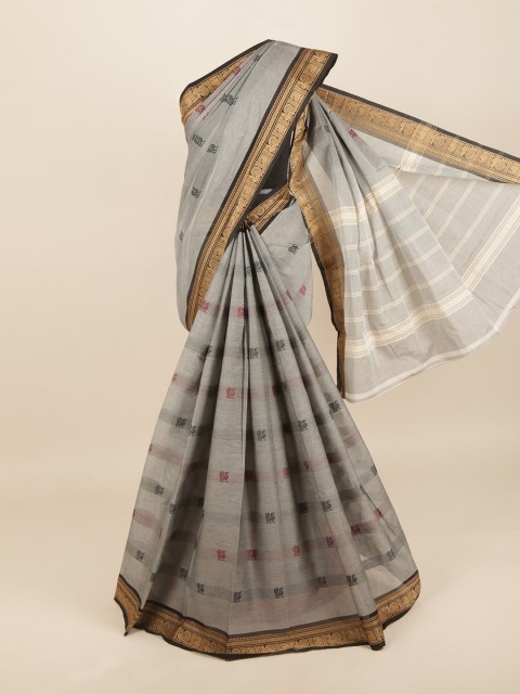 

Pothys Grey & Red Ethnic Motifs Pure Cotton Saree