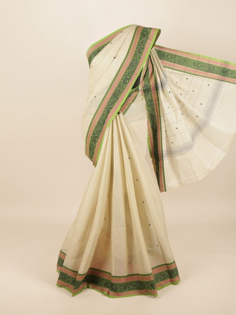 

Pothys Off White & Green Pure Cotton Saree