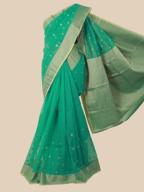 

Pothys Green & Beige Floral Saree