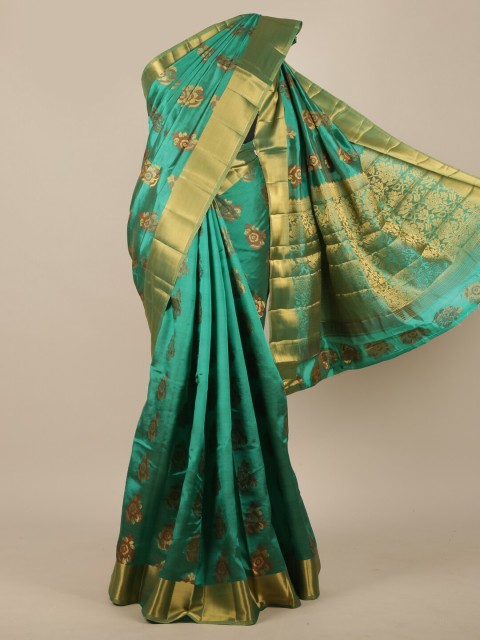 

Pothys Green & Golden Woven Design Jute Silk Saree