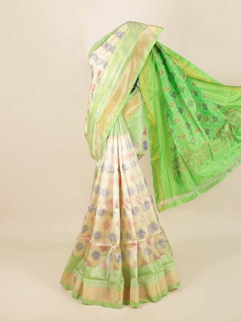 

Pothys Green & Grey Pure Silk Saree