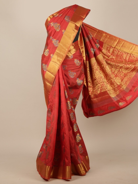 

Pothys Red & Golden Ethnic Motifs Jute Silk Saree