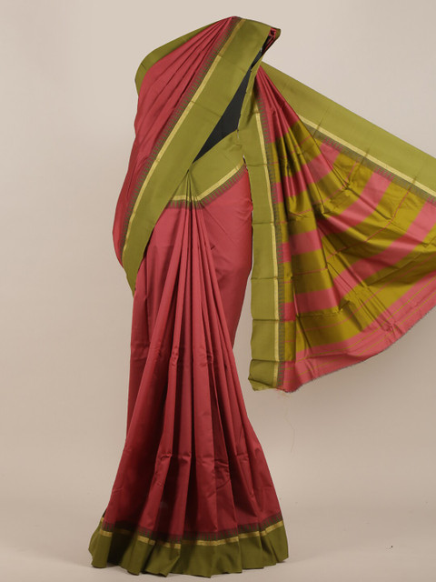 

Pothys Pink & Olive Green Zari Art Silk Saree