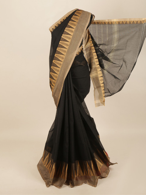 

Pothys Black & Gold-Toned Pure Cotton Saree