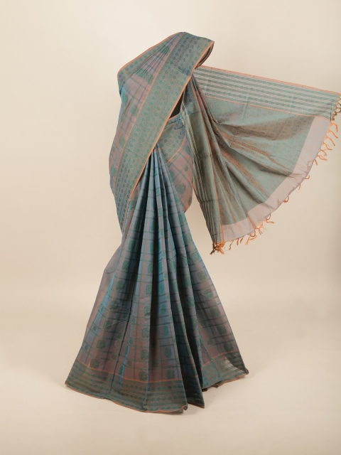 

Pothys Green & Grey Floral Embroidered Saree