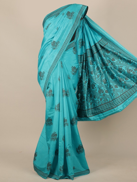 

Pothys Blue & Black Floral Jute Silk Saree